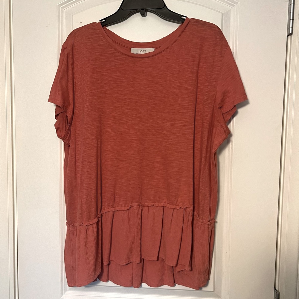 Loft Peplum T-shirt XL Pink Orange